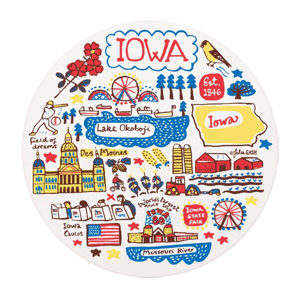 Julia Gash State of Iowa Round Absorbent Stone Coaster